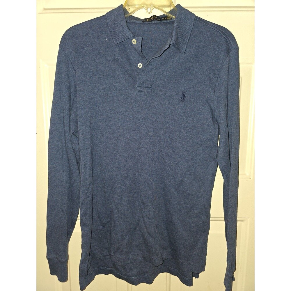 Polo Ralph Lauren Polo Shirt Mens M BLUE Long Sleeve Cotton